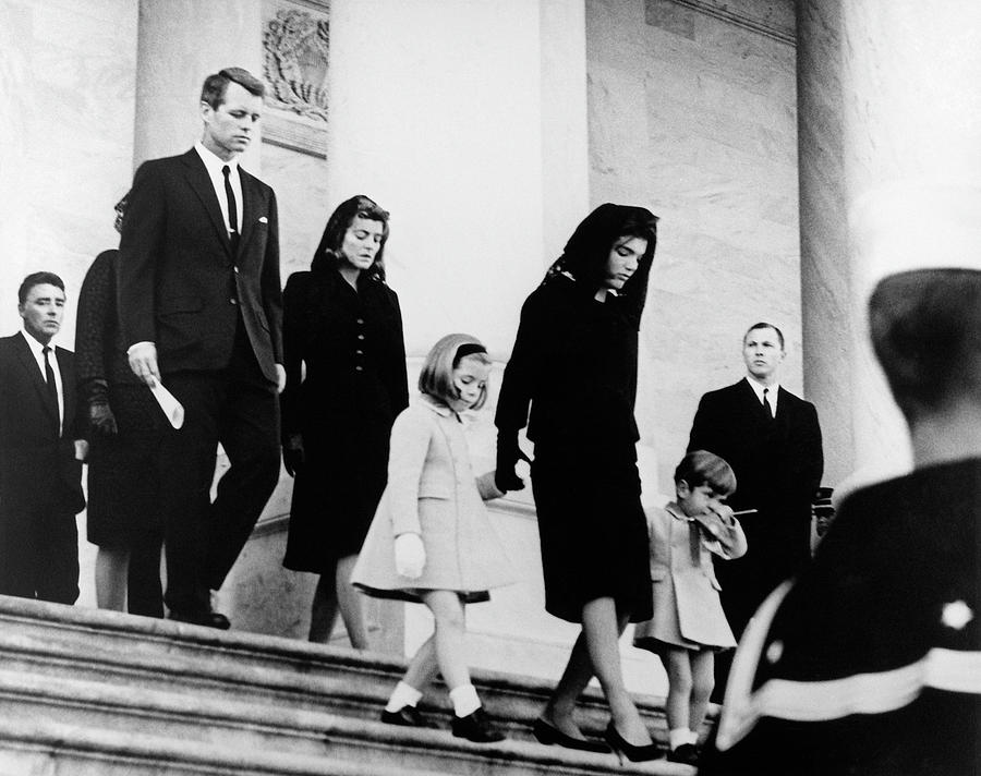 Kennedy Family Leaving Capitol After JFK Memorial - 1963 Photograph by War Is Hell Store