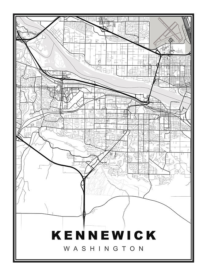 Kennewick Map Digital Art by Ipsita Das - Fine Art America