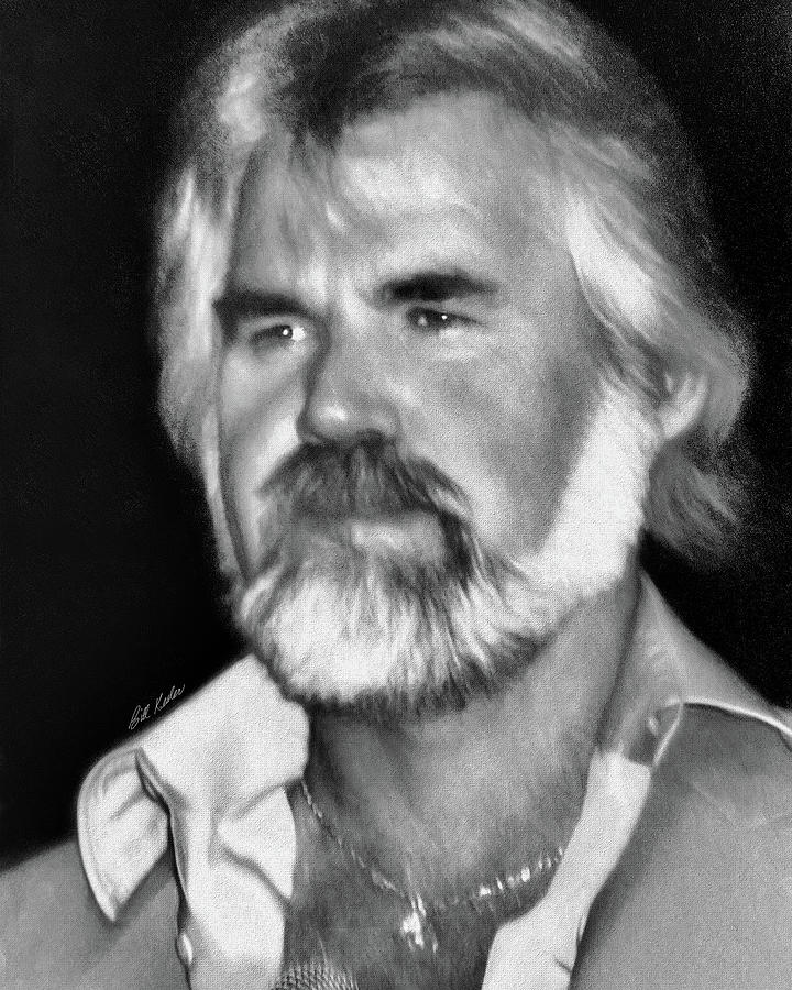 Kenny Rogers Concert Portrait - 1980 January - Black-and-White Photograph by Bill Kesler