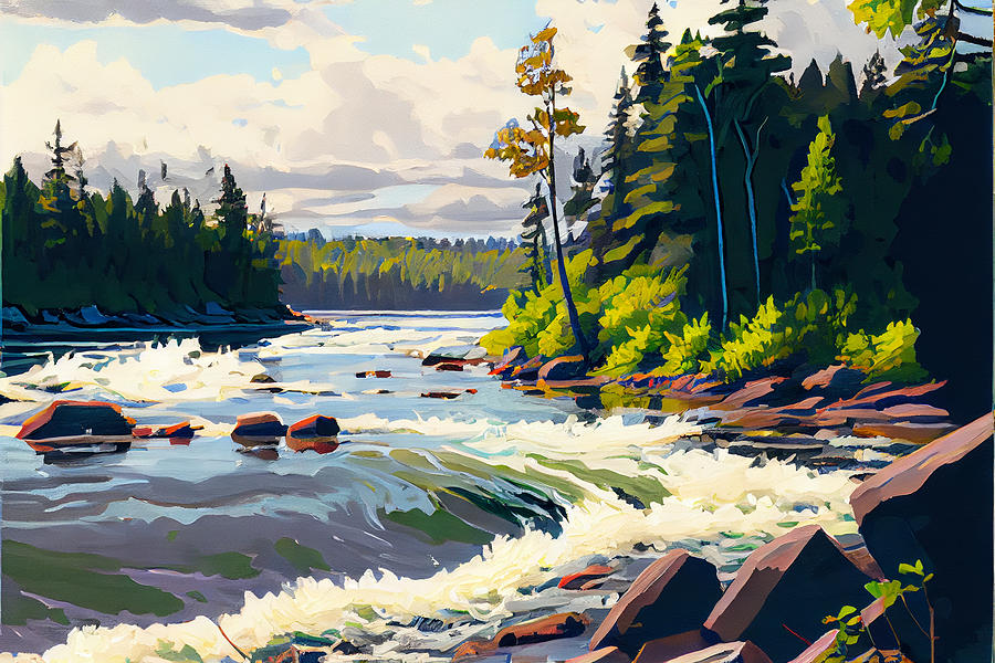 KENOGAMI  RIVER  ONTARIO  CANADA  in  a  Jack  Kirby  s  by Asar Studios Digital Art by Celestial Images