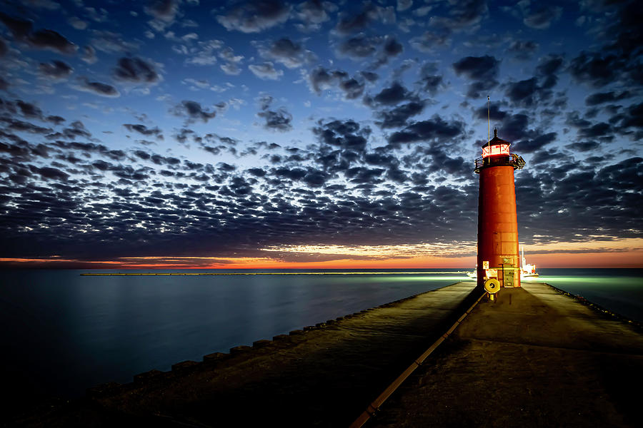 Kenosha Lighthouse At Blue Hour Photograph