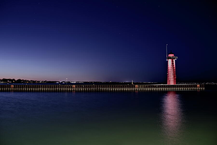 Kenosha Lighthouse Blue Hour Photograph by Dale Kauzlaric Kenosha Lighthouse Blue Hour Photograph by Dale Kauzlaric