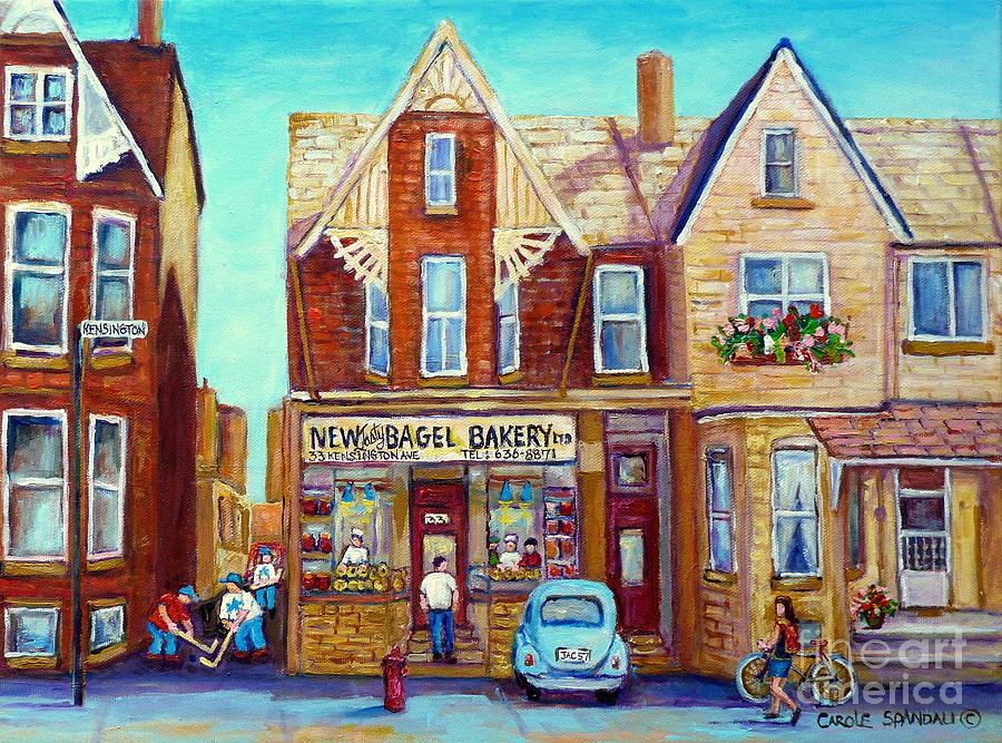 New Tasty Bagel Bakery Kensington Market Canadian Streetscene Painting Toronto Art C Spandau Artist Painting by Carole Spandau