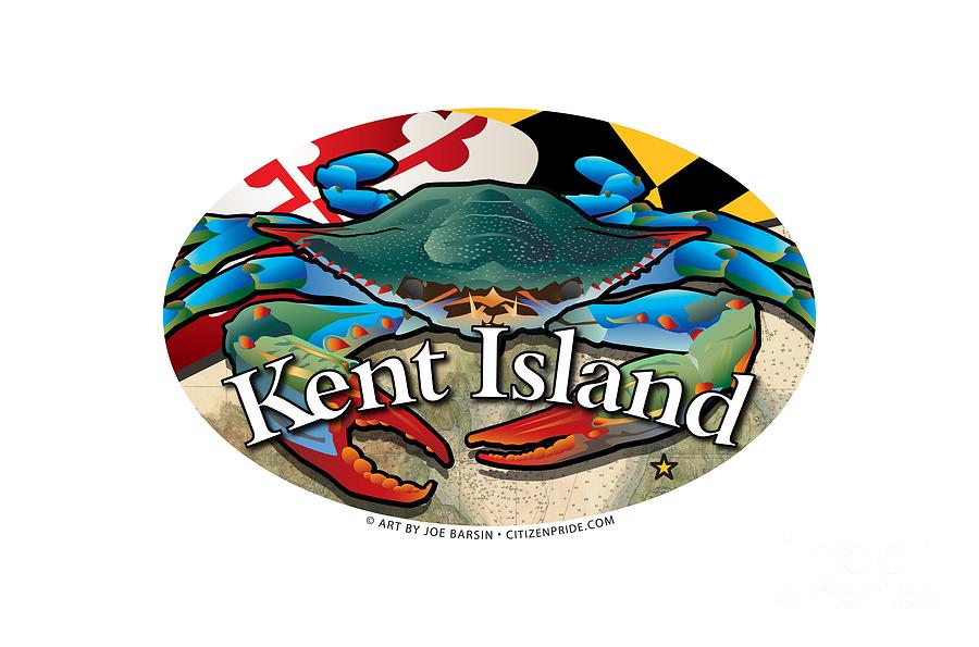 Kent Island Maryland Blue Crab Oval Digital Art by Joe Barsin