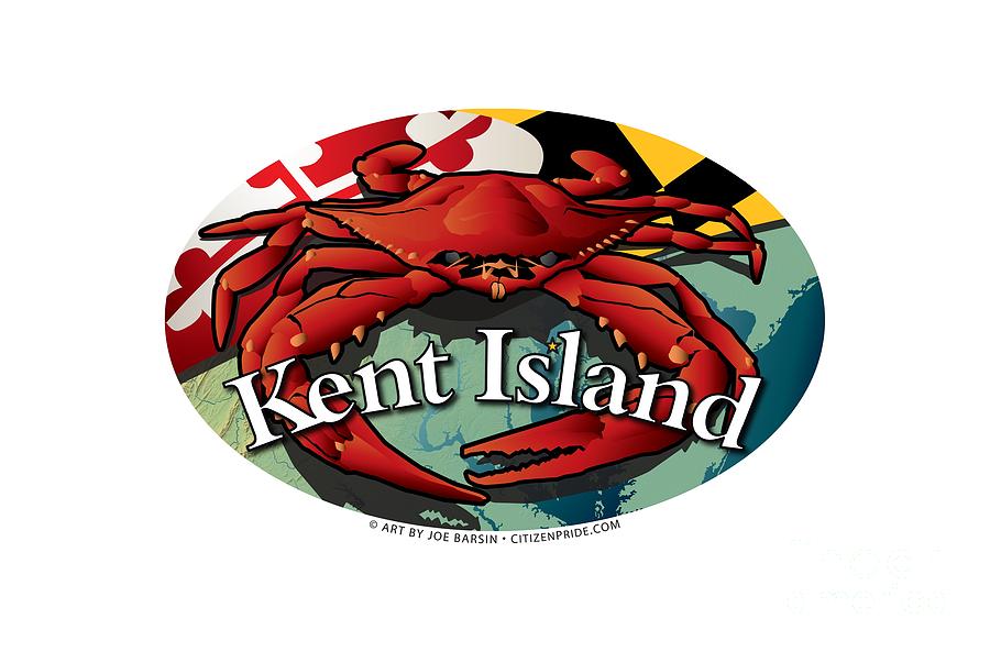 Kent Island Maryland Red Crab Oval Digital Art by Joe Barsin