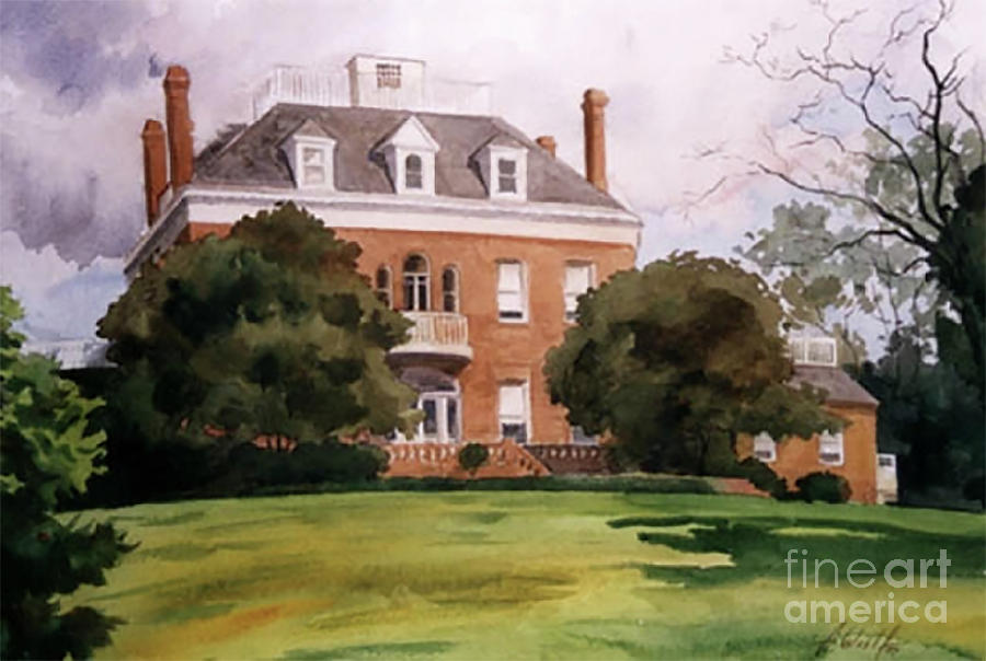 Watercolor Painting - Kentlands Mansion by Anatol Woolf Watercolor Painting - Kentlands Mansion by Anatol Woolf