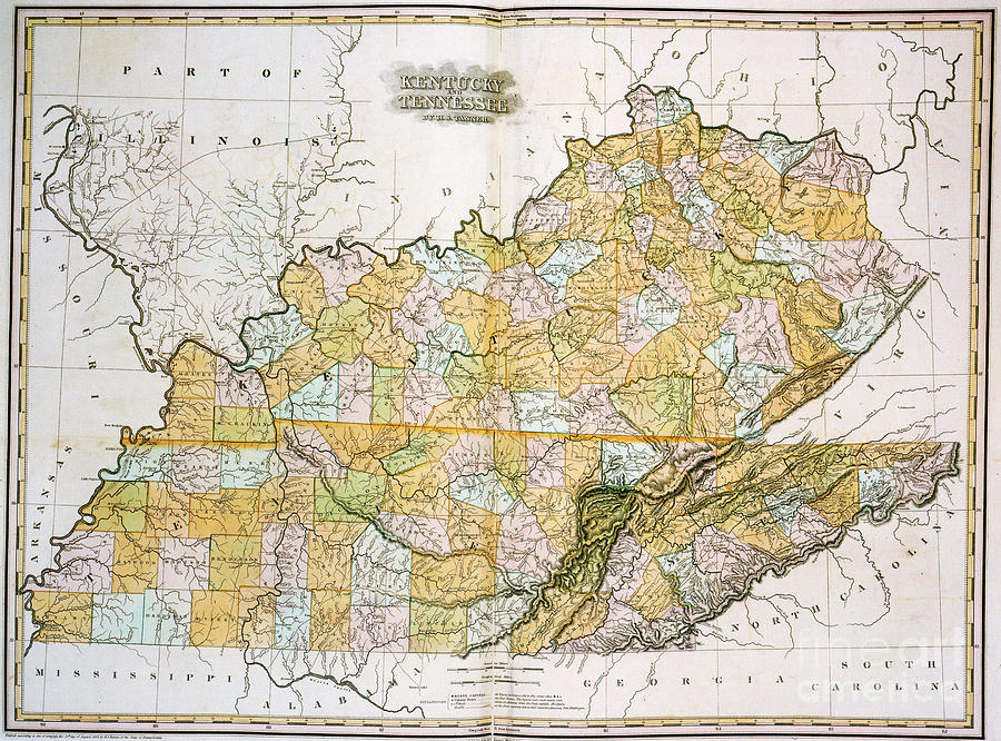 Kentucky and Tennessee, 1823 Drawing by H S Tanner