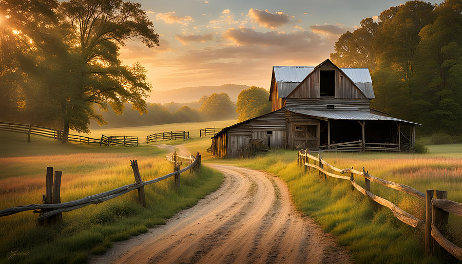 Barn Digital Art - Kentucky Barn 26DEC23 by Greg Joens Barn Digital Art - Kentucky Barn 26DEC23 by Greg Joens