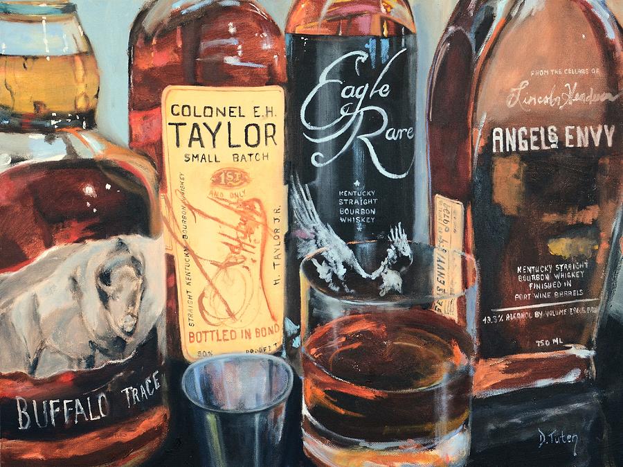 Kentucky Bourbon Favorites Painting Painting by Donna Tuten