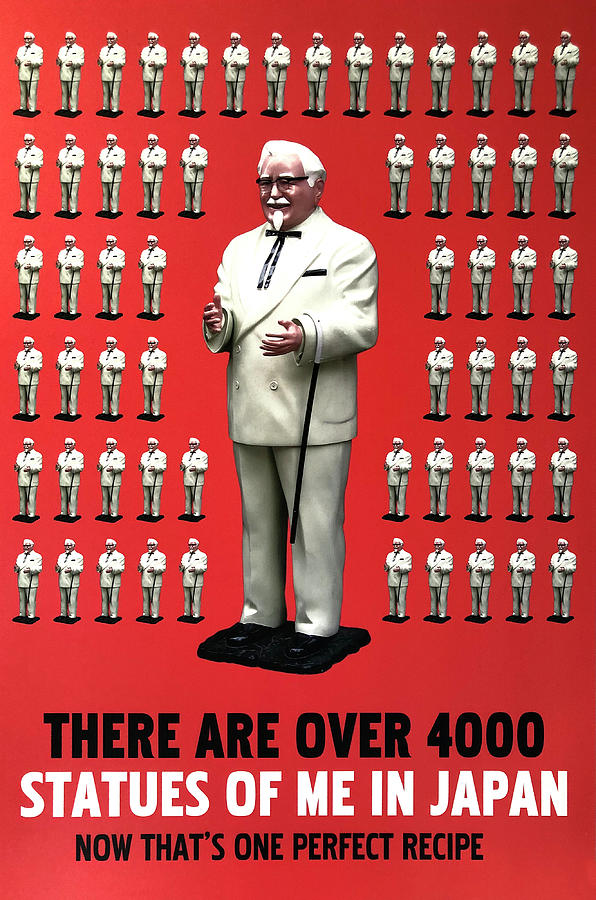 Kentucky Fried Chicken Statues in Japan Humorous Poster Mixed Media by