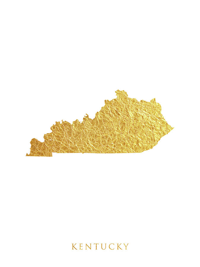 Kentucky Map Digital Art - Kentucky Gold Map #57 by Michael Tompsett