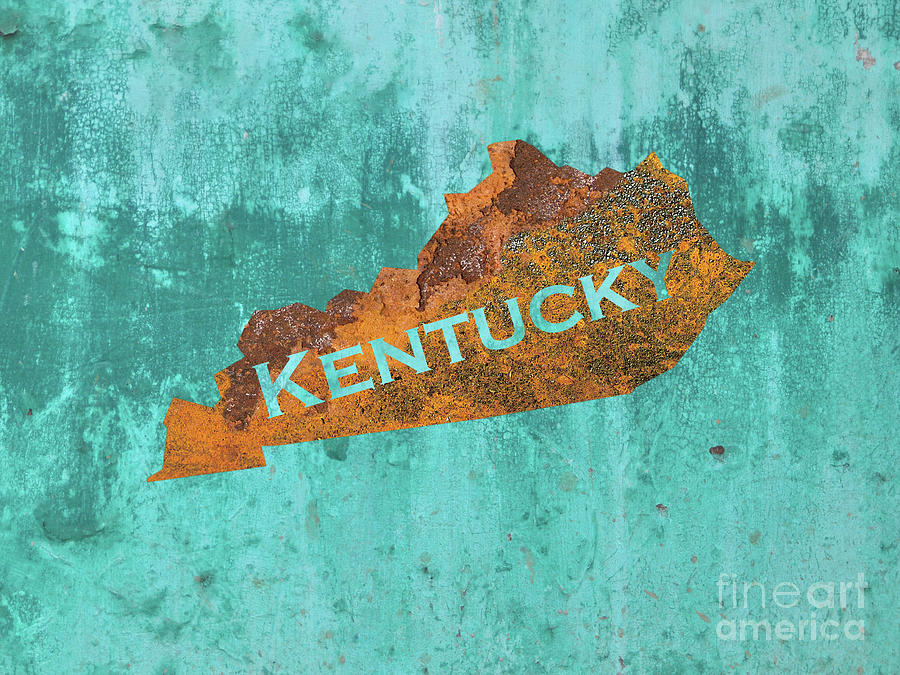 Louisville Mixed Media - Kentucky Rust on Teal by Elisabeth Lucas