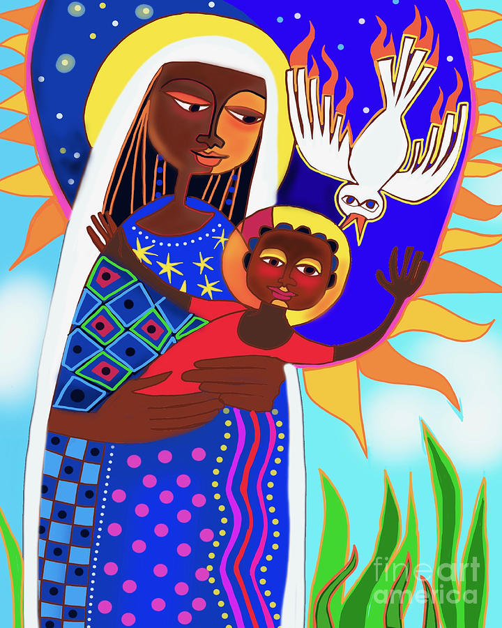 Kenya Madonna and Child - MMKMC Painting by Br Mickey McGrath OSFS