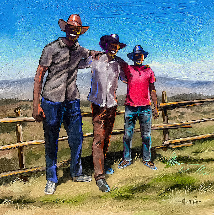 Kenyan Cowboys Painting by Anthony Mwangi