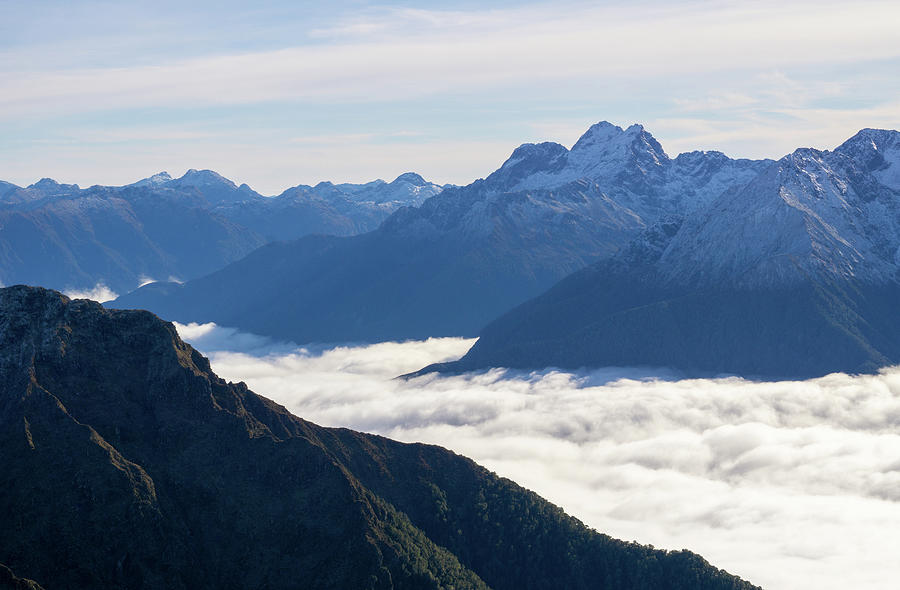 Mountain Photograph - Kepler Mountains Inversion 2 - New Zealand by Tom Napper
