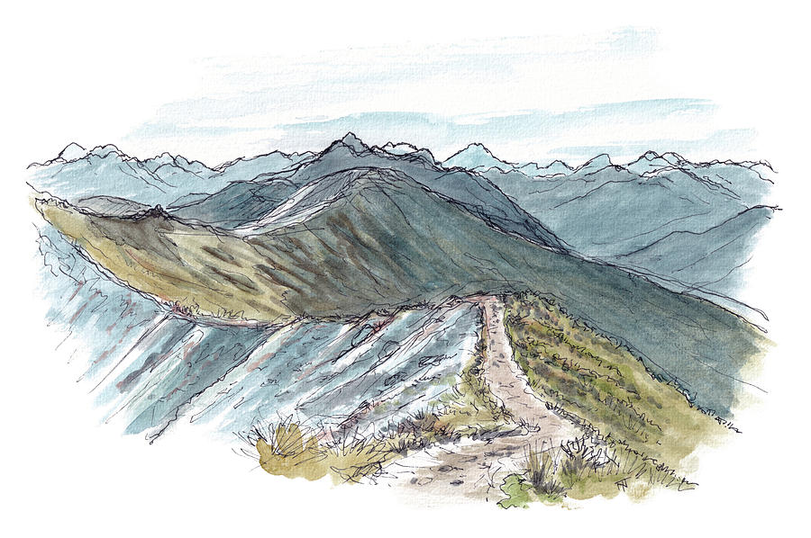 Mountain Painting - Kepler Track - Ridgeline by Tom Napper