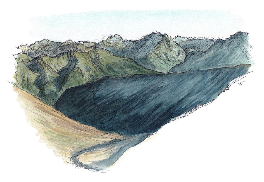 Mountain Painting - Kepler Track View 2 by Tom Napper