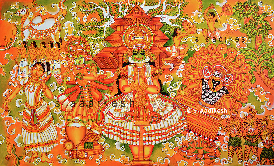 Keraleeyam Kerala Mural Painting by S Aadikesh - Fine Art America