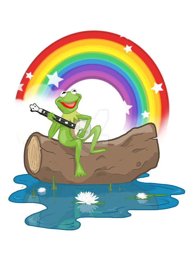 Kermit the Frog Rainbow Poster red Painting by White Davies | Fine Art ...