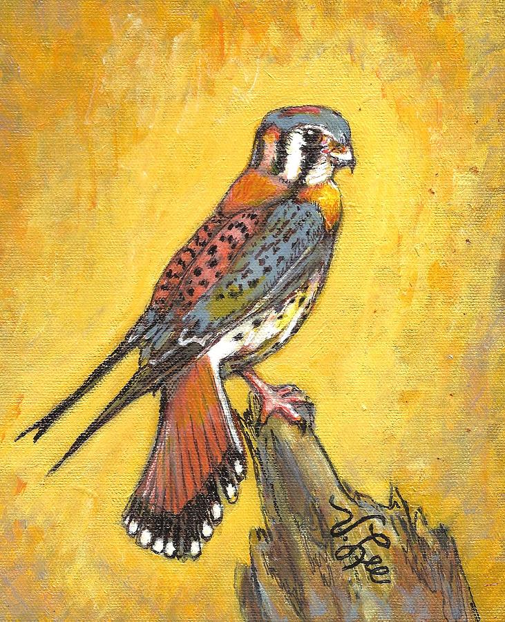 Kestral Against a Bronze Night Painting by VLee Watson