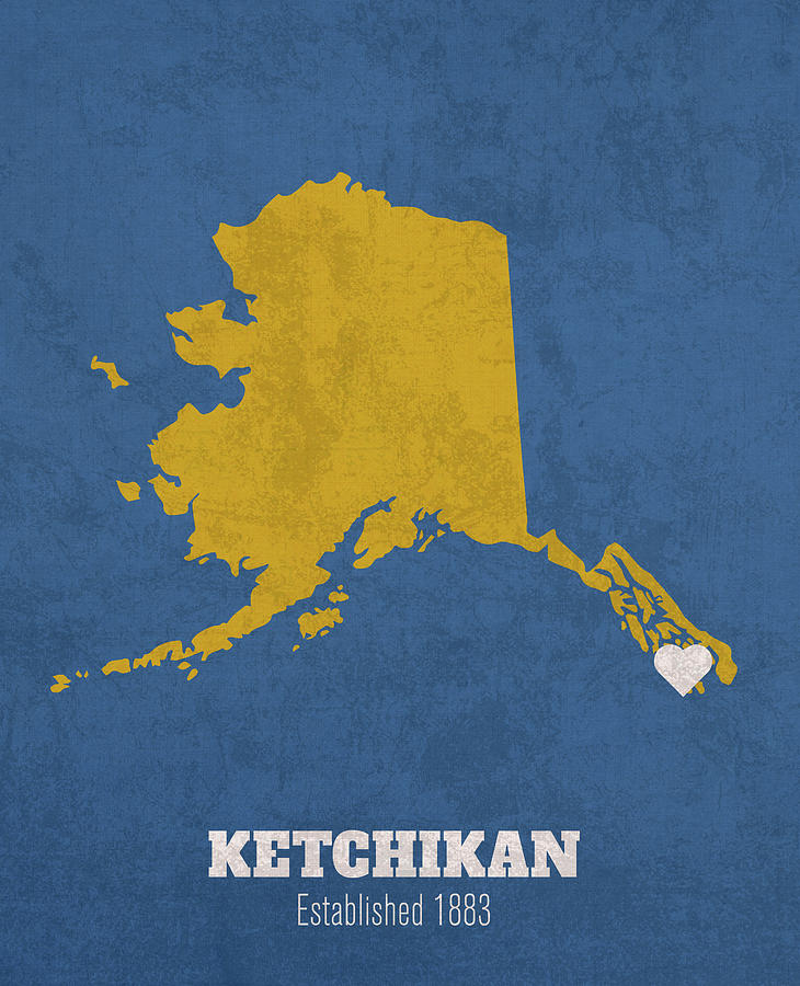 Ketchikan Alaska City Map Founded 1883 University of Alaska Fairbanks Color Palette Mixed Media