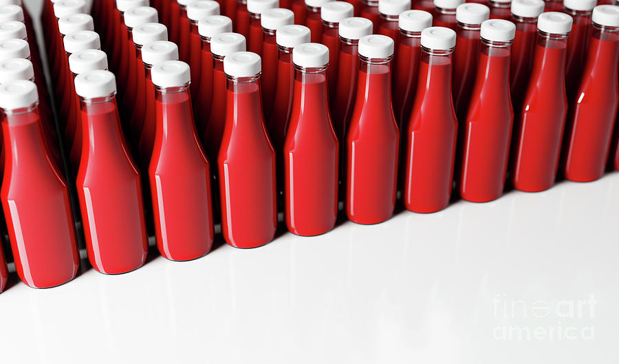 Ketchup bottles in a row Photograph by Michal Bednarek
