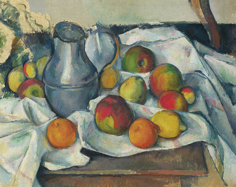 Kettle and Fruit, between circa 1888-1890 Painting by Paul Cezanne