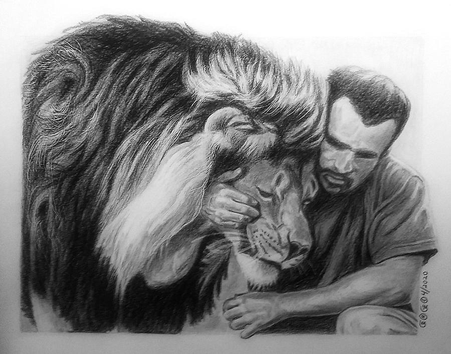 Kevin and Bobcat Drawing by George I Perez