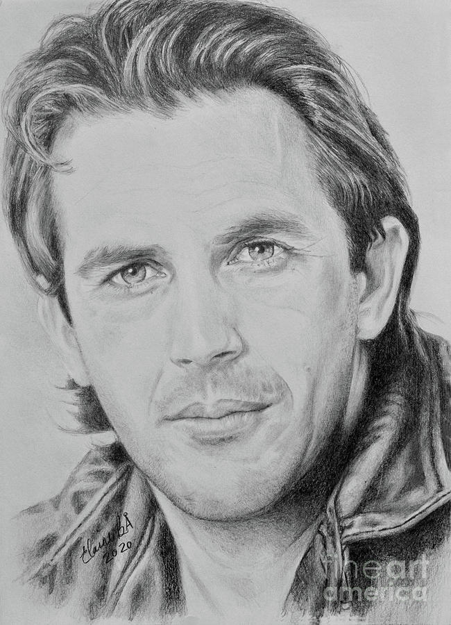 Kevin Costner Drawing by Elaine Berger