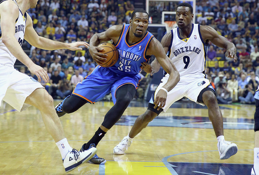 Kevin Durant and Tony Allen Photograph by Andy Lyons