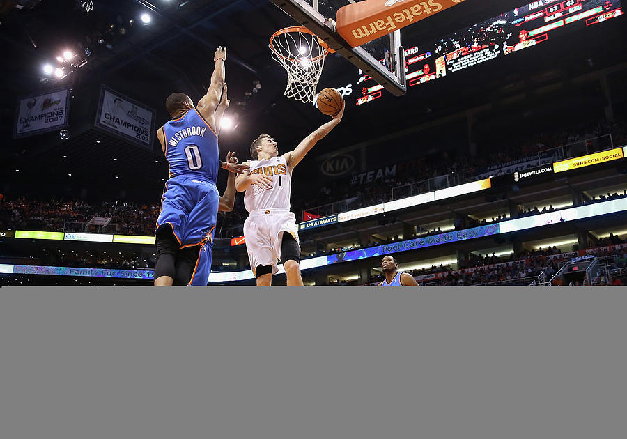 Kevin Durant, Goran Dragic, and Russell Westbrook Photograph by Christian Petersen