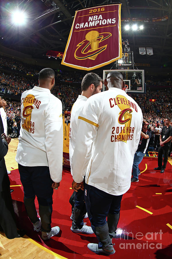 Kevin Love, Tristan Thompson, and Lebron James Photograph by Nathaniel S. Butler