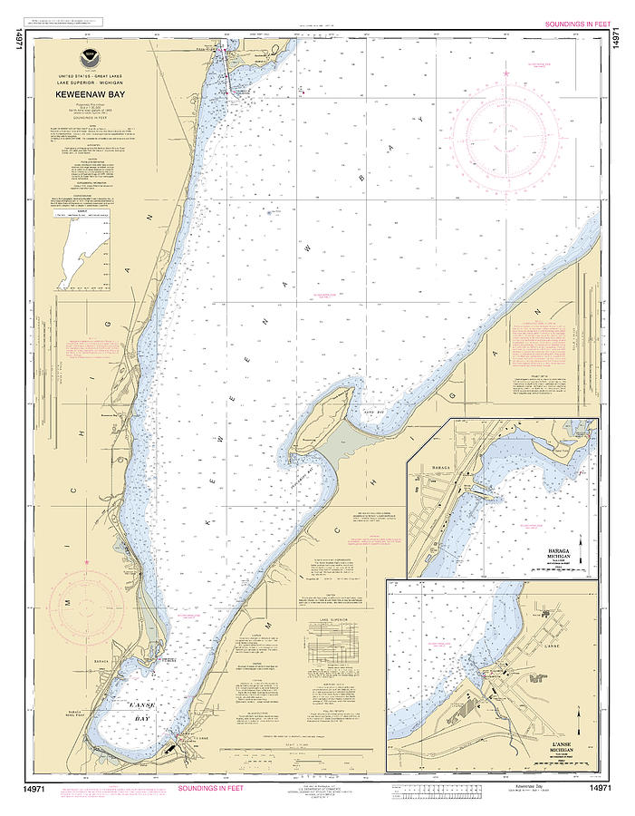 Keweenaw Bay Lake Superior, Noaa Chart 14971 Digital Art by Nautical ...