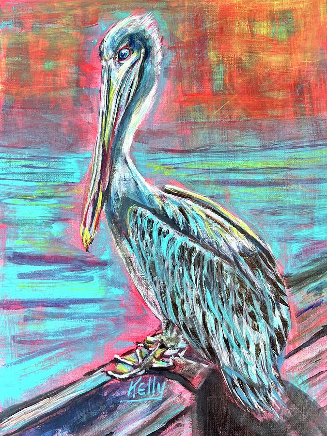 Key Largo Pelican Painting by Kelly Smith