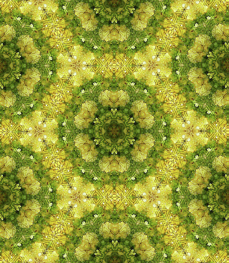 Lime Digital Art - Key Lime Labyrinth Mandala by Sarajane Helm
