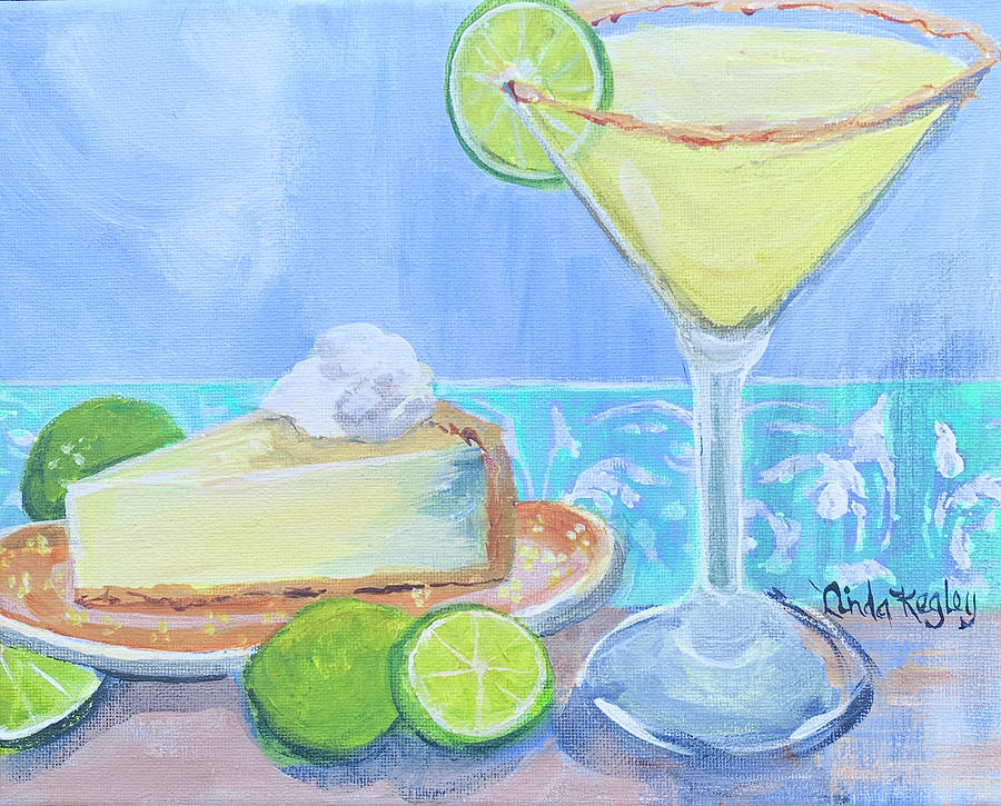 Key Lime Martini Painting by Linda Kegley