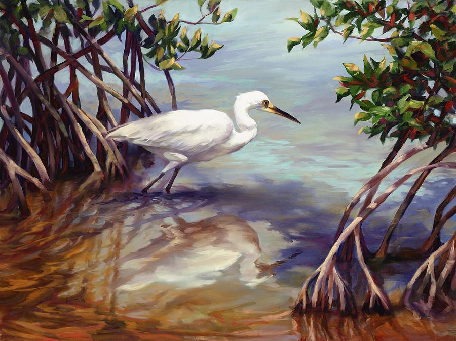 Heron Painting - Key West Breakfast  by Laurie Snow Hein