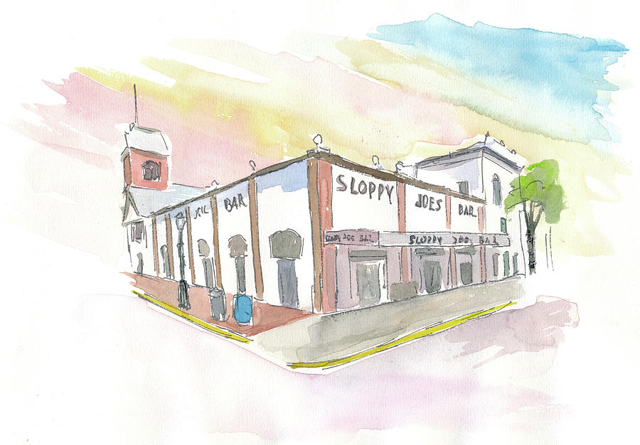 Men's Tee Watercolor Building, Sloppy Joe's Bar