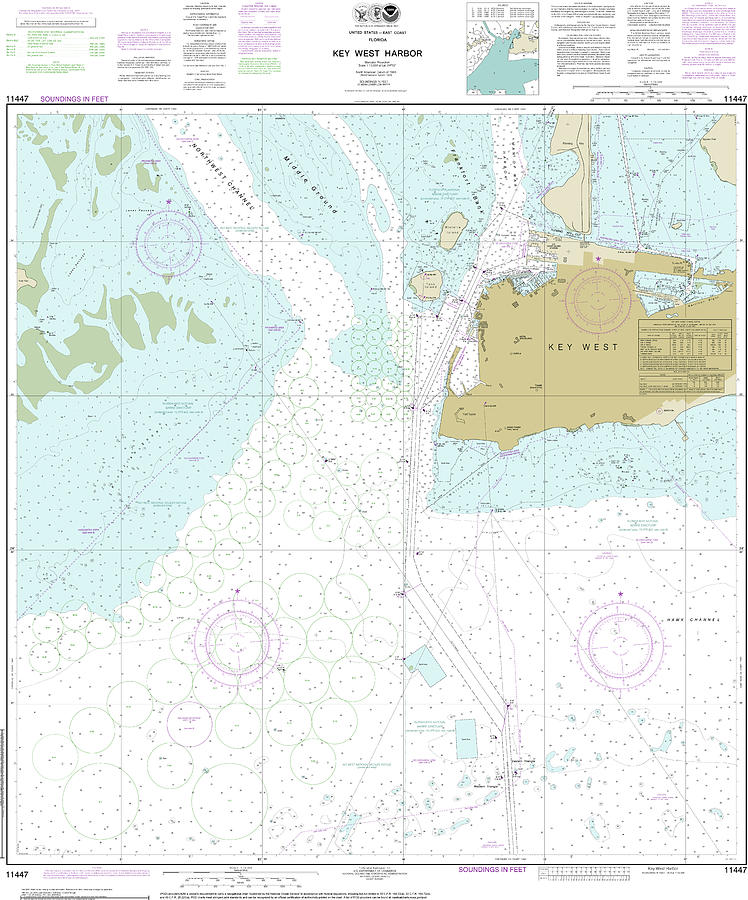 Key West Harbor Nautical Chart 11447 Digital Art by John Gernatt - Fine ...