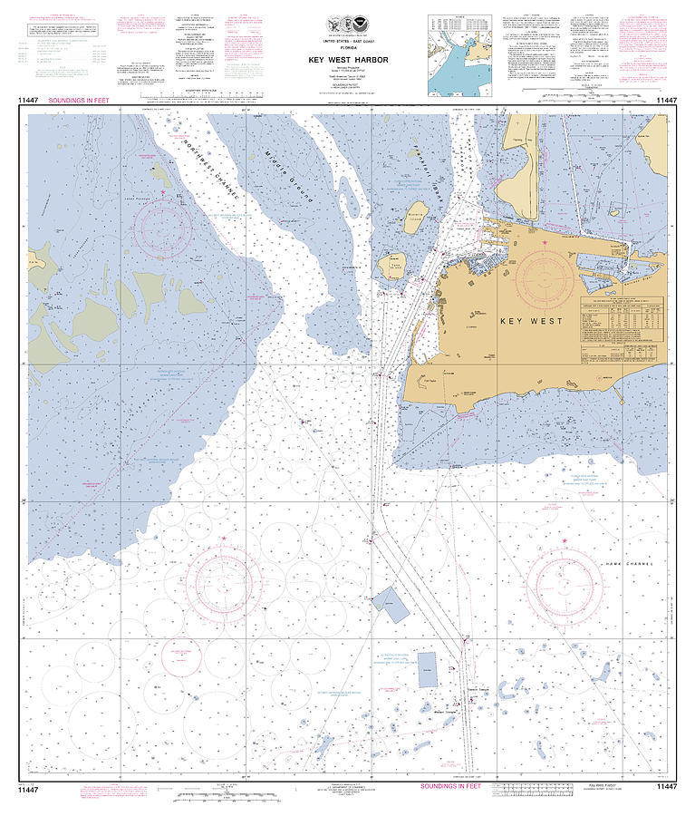Key West Harbor, NOAA Chart 11447 Digital Art by Nautical Chartworks