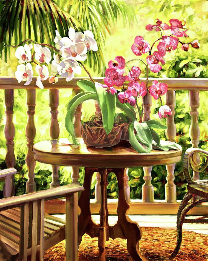 Summer Painting - Key West Porch Evening by Laurie Snow Hein
