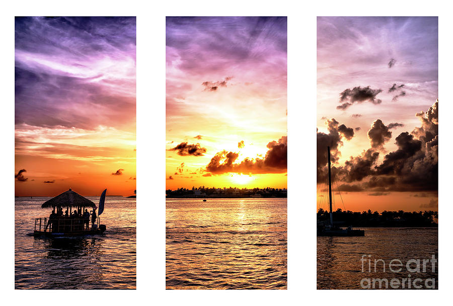 Key West Sunset Triptych Photograph by John Rizzuto