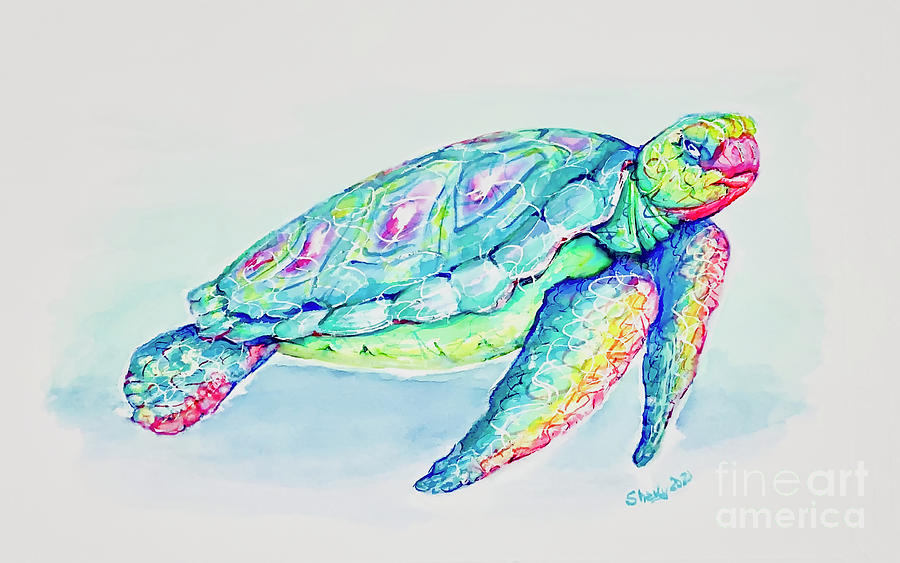 Key West Turtle 2021 Painting by Shelly Tschupp