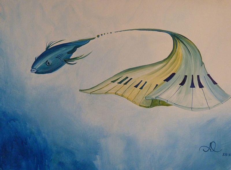 Fish Painting - Keyed Koi by Amity Dewey
