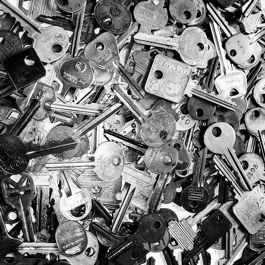 Keys in black and white Photograph by Valerie Collins