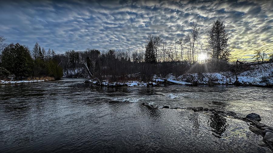 Keystone Rapids Winter Sunset Photograph by Rick Stringer