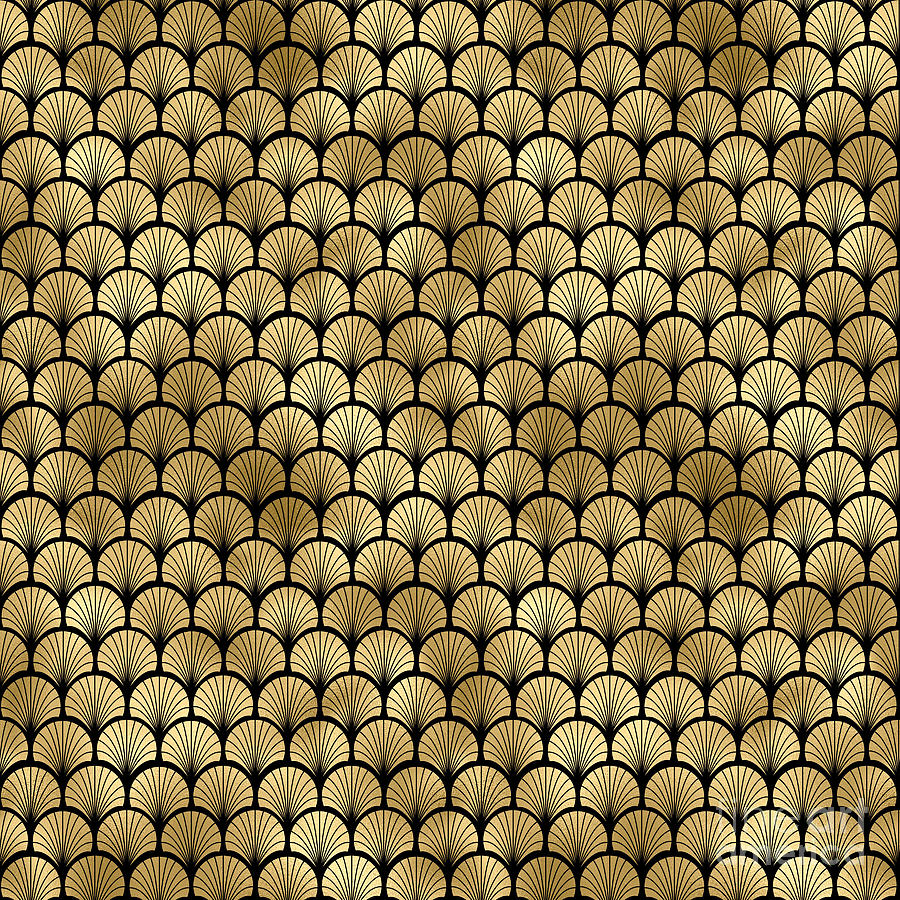 Khilafa - Gold Black Art Deco Seamless Pattern Digital Art by Sambel Pedes