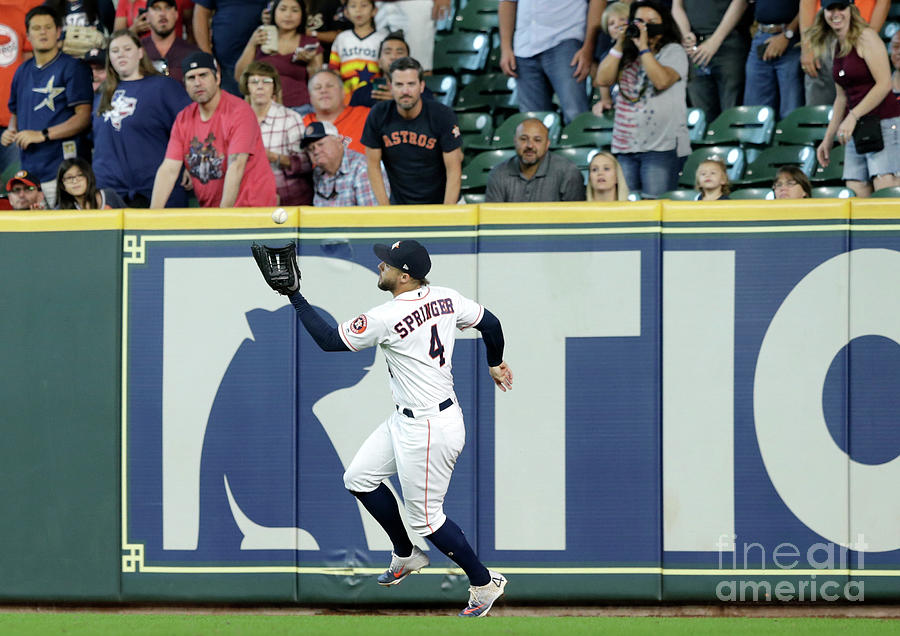 Khris Davis And George Springer Photograph by Tim Warner Khris Davis And George Springer Photograph by Tim Warner