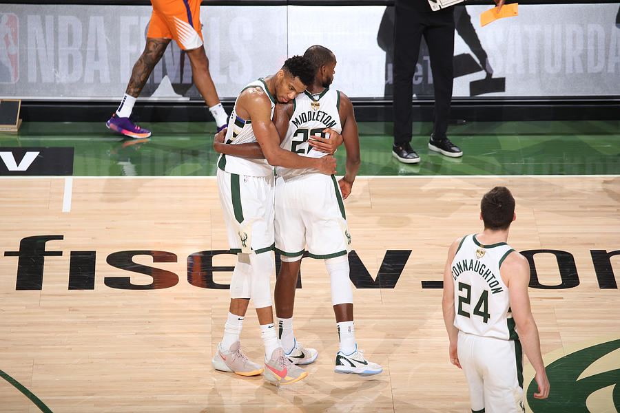 Khris Middleton and Giannis Antetokounmpo Photograph by Gary Dineen