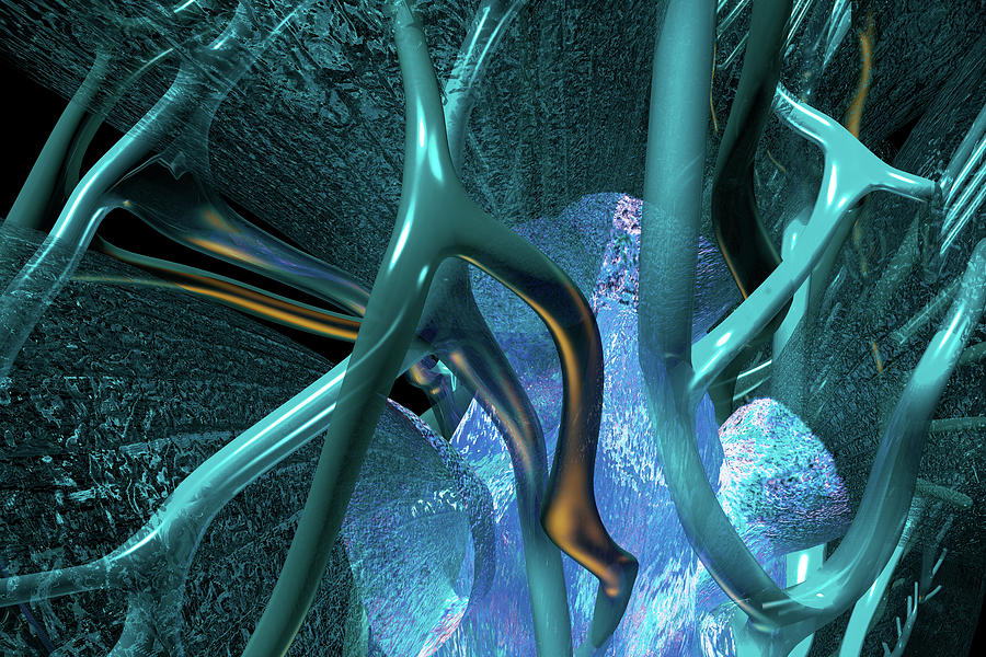 Kidney Abstract 2 Blue Digital Art by Russell Kightley
